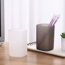 简约笔筒透明磨砂圆形笔桶创意时尚学生无印风多功能桌面收纳盒