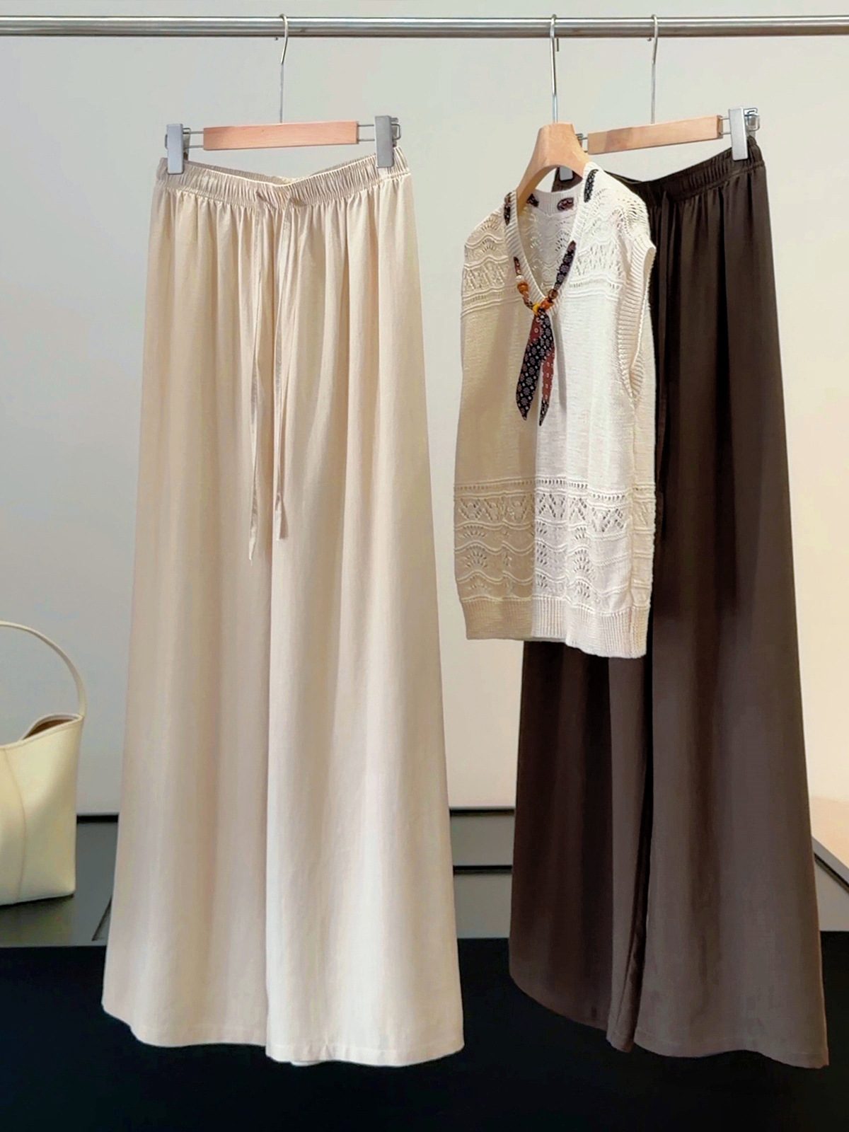 Women's High-Waisted Wide Leg Pants Style Cotton Linen Drawstring Slimming Casual Trousers Versatile Thin Summer_ecoleips.com