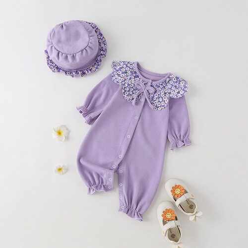 Baby Spring and Autumn One-Piece Girl's Baby Fashion Internet Celebrity Autumn and Winter Newborn Super Cute Full Moon and Hundred Days Baby Outdoor Crawling Suit