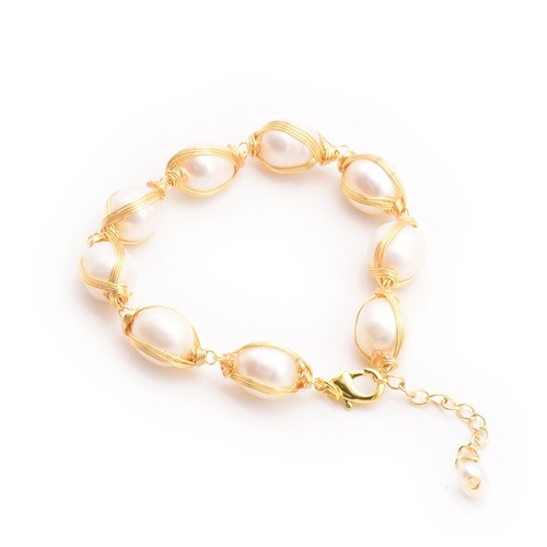 Freshwater pearl bracelet for women ins style suit winding bracelet buckle niche hand decoration design jewelry wholesale for women