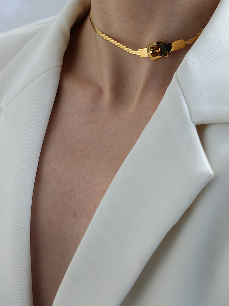 26g Weight Choker Classification Vintage Style Geometric Titanium Steel Plating Gold Plated Choker