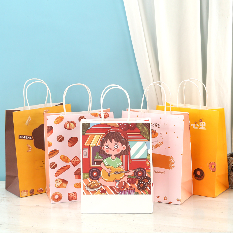 Bolsas de papel kraft bolsas de mano personalizadas ropa horneado para llevar bolsas de té de leche bolsas de compras regalos bolsas de regalo personalizadas