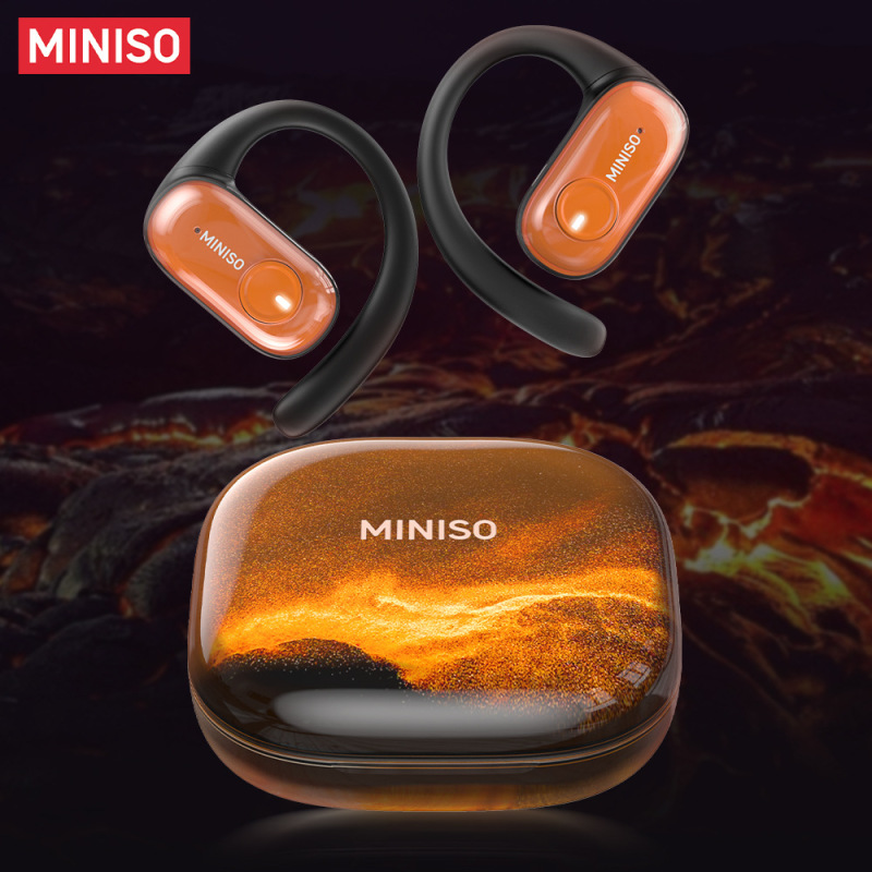 Miniso Ms185 Wireless Sports Headphones Hi-Fi Sound Quality Bt5.4 Quicksand Color Light Design Enc Noise Reduction