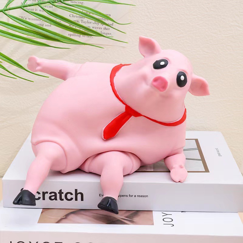 Douyin mismo modelo de celebridad de Internet dibujos animados lindo rosa tirando cerdo juguete goteando cerdo entero pellizco música juguete de descompresión