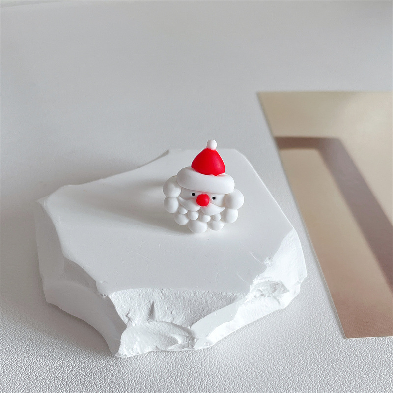 Cartoon Style Christmas Tree Snowman Plastic Resin Plating Womenu0027S Rings 1 Piece