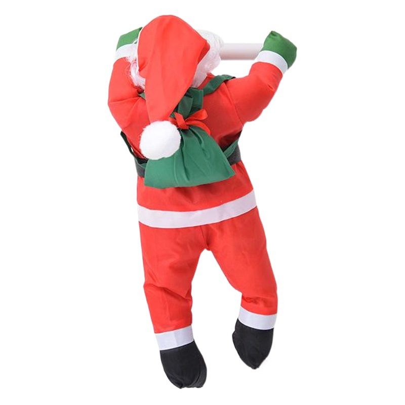 Colgante de Papá Noel de 40 cm, muñeco trepador de escaleras con cuerda, suministros de decoración navideña para el hogar, decoración tridimensional.