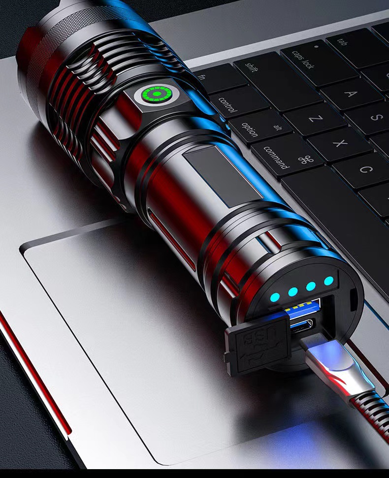 Strong light flashlight super bright rechargeable treasure led outdoor long-range small household outdoor lithium zoom xenon lamp