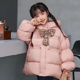 新款女童羽绒服女宝冬装冬季儿童加厚洋气外套宝宝连帽保暖棉袄