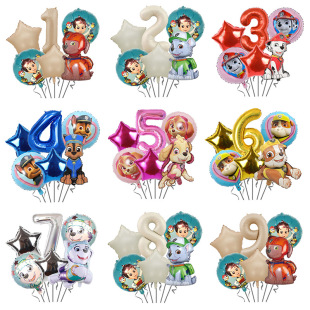 Children's Cartoon Wang Wang Team Digital Package Birthday Party Background Decoration Aluminum Film Balloon Banquet Stage Arrangement