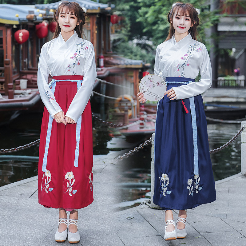 Promotional Ancient-Style Hanfu Improved Chinese Style Daily Wear Super Fairy-Like Clothing Embroidered Ruqun Set Cross-Collar Dress Female Warrior Full Set Promotional Ancient-Style Hanfu Improved Chinese Style Daily Wear Super Fairy-Like Clothing Embroidered Ruqun Set Cross-Collar Dress Female Warrior Full Set