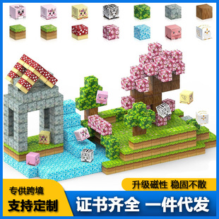 Cross-border My Magnetic Building Blocks World Garden Theme suit Magnetic Children's Educational Sensory Toys Merging Building Blocks