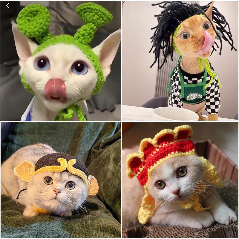 宠物头套猫咪狗狗编织帽子道具头饰搞笑变身服批发|undefined