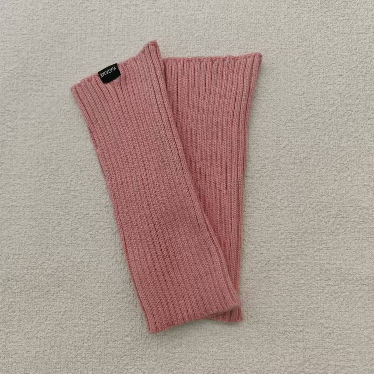 Mangas montadas al sol de imitación, medias mangas de lana de punto cálido, guantes de brazo de protección contra el frío de pantalla sin dedos elásticos de otoño e invierno para mujer