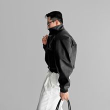 新款美式皮衣外套男士秋冬新款痞帅机车服短款多口袋工装立领夹克