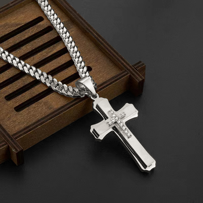 20g Weight 304 Stainless Steel Pendant Material Zircon Inlay Material Pendant Necklace Classification 304 Stainless Steel Chain Material 1 Piece Quantity Holiday, Daily Occasion 304 Stainless Steel Material Cross Pattern Unisex Gender Inlay Design Basic, Modern Style, Classic Style Style Basic Modern Style Classic Style Cross 304 Stainless Steel Inlay Zircon Unisex Pendant Necklace 6