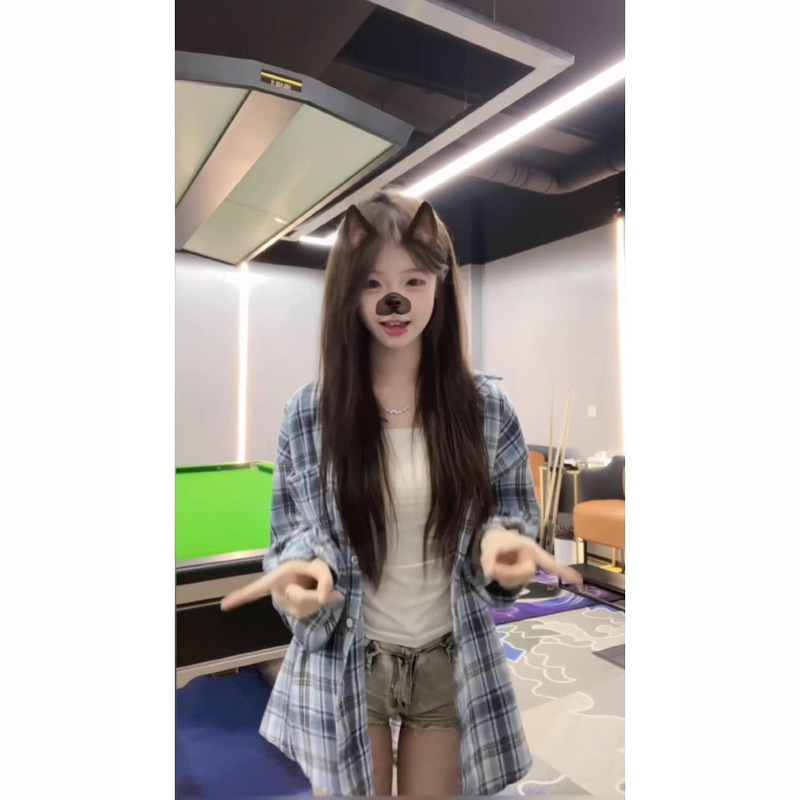 2025 New American Retro Long-Sleeve Plaid Shirt Sun Protection New Casual Versatile Loose Shirt Top Jacket