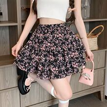 甜美小碎花半身裙女夏季松紧高腰显瘦小个子A字莲莲蛋糕短裙外贸