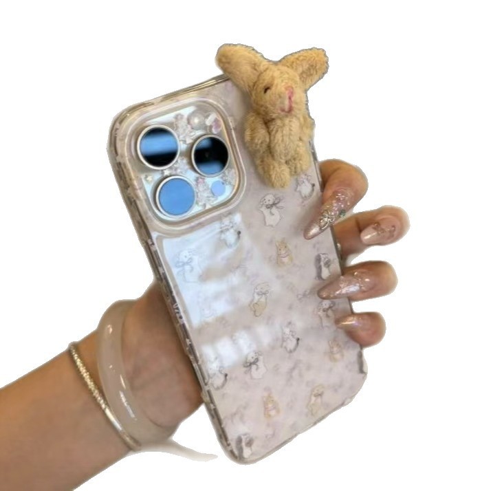 Insかわいいファンデーションウサギはリンゴ16promax携帯ケースiPhone15の新型13/14/12/11を適用している|undefined