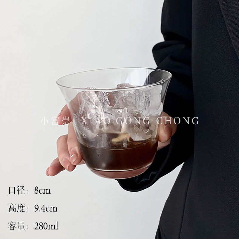Ins風広口氷アメリカ風ラテコーヒーカップシンプルカップカクテルカップ透明グラス冷たい飲み物カップ|undefined