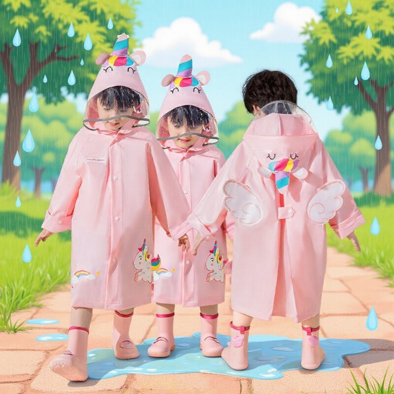 Baby Cartoon Creative Children's Raincoat Girls Boys Kindergarten Cute Waterproof Poncho School Bag Rain Gear Wholesale