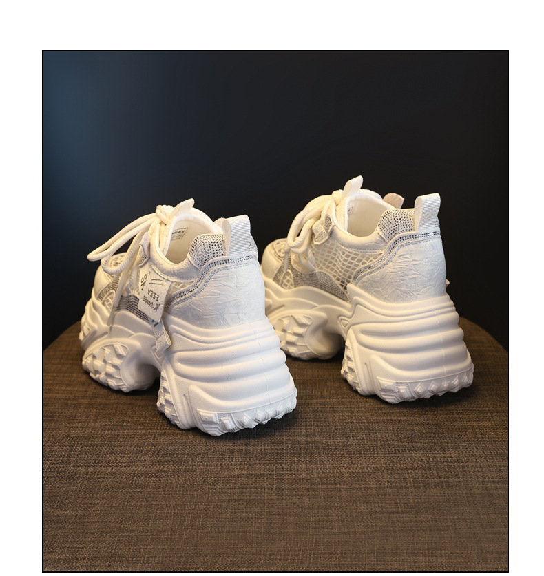 Giày sneaker nữ đế dày tăng chiều cao lưới thoáng khí phong cách daddy — màu trắng chi tiết 20