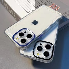 适用苹果15promax高级铝合金镜头全包手机壳iPhone14promax透明壳