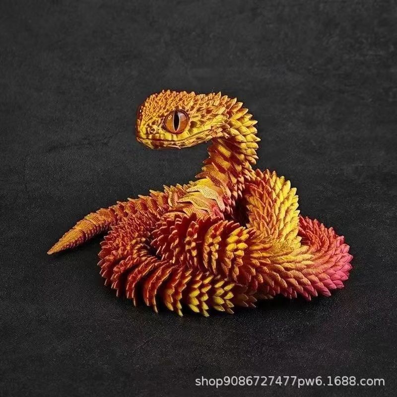 网红爆款3d打印蛇年新款蝰蛇全身关节可动立体动物夜光模型礼物源|undefined