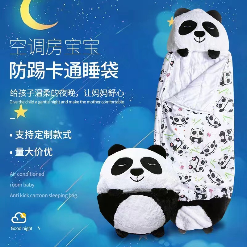 Bebé anti-kick edredón niños sobre bolsa de dormir de dibujos animados de una pieza plegable almohada niños camping saco de dormir camping