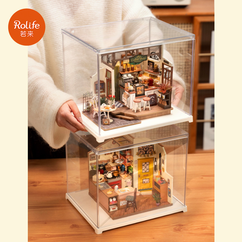 Ruostate rolife Ruolai DIY Cabin Dust Cover Display Box Household Imitation Acrylic Toy Storage Box Transparent