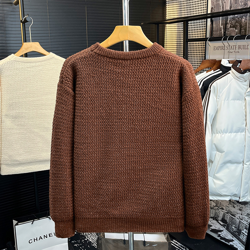 Retro cuello redondo suéter de viento perezoso hombre hombro primavera y otoño suelto multifacé suelto chaqueta de jersey de alta calidad abrigo