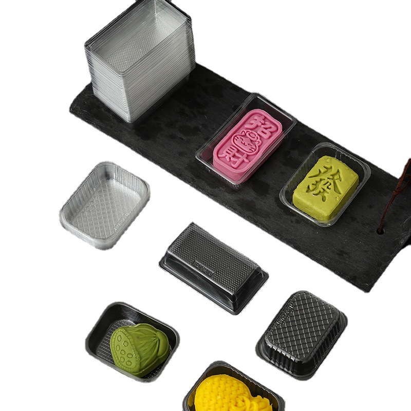 En stock al por mayor transparente simple entrega crujiente caja de soporte de plástico blister material PET engrosada postre piña crujiente soporte interior