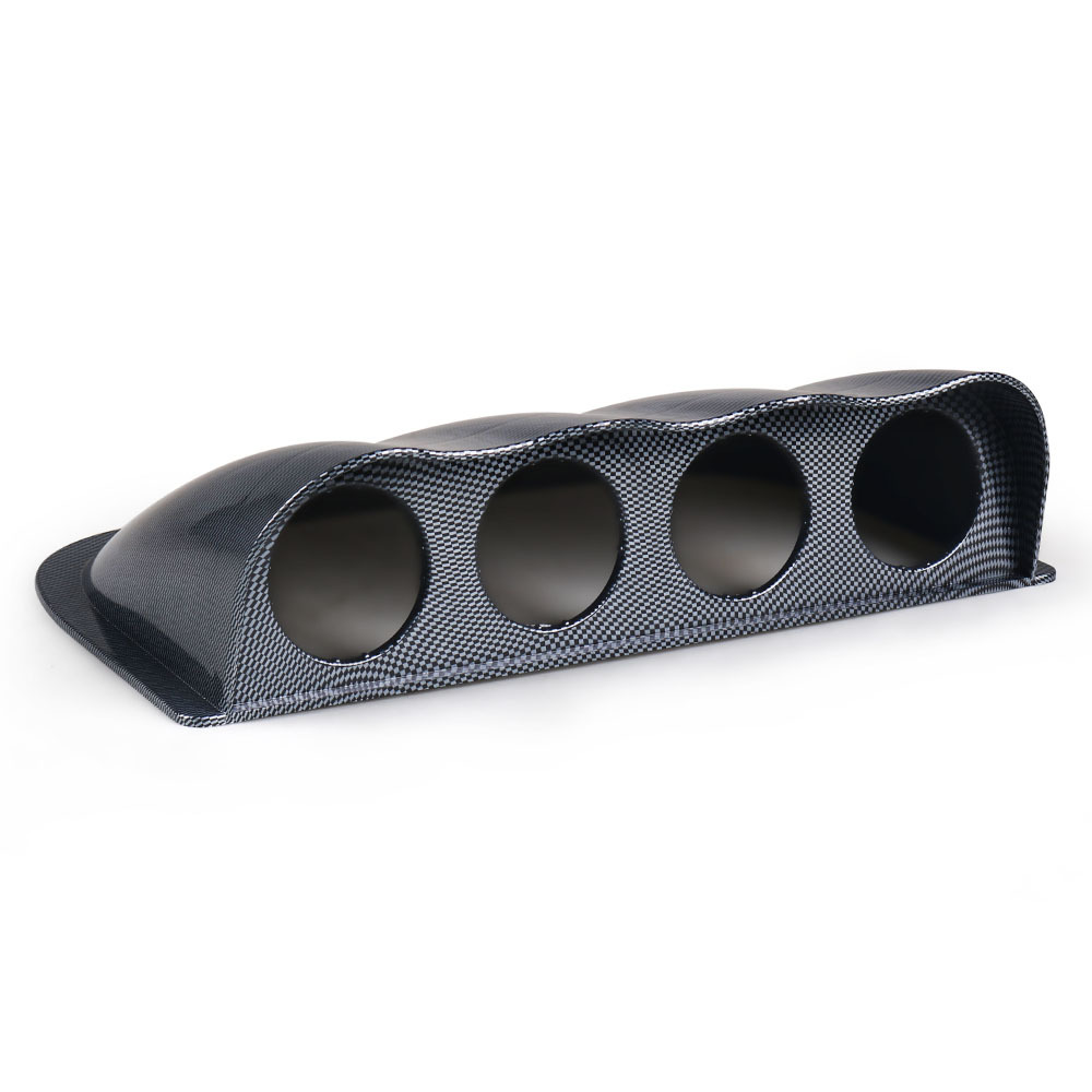 Car Modification Instrument Panel Cover 2inch Black Carbon Pattern 52mm Dual-Hole, Three-Hole, Four-Hole Instrument Panel Cover Stand