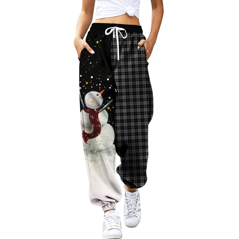 European and American style popular pants, women's Christmas 3D digital print casual sports pants, loose-fitting women's casual pants for cross-border sales