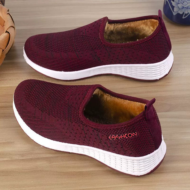 Зимняя Тканевая обувь Old Beijing, Женская хлопковая обувь, утепленная теплая обувь на флисовой подкладке, без шнуровки, Спортивная повседневная обувь для среднего и пожилого возраста