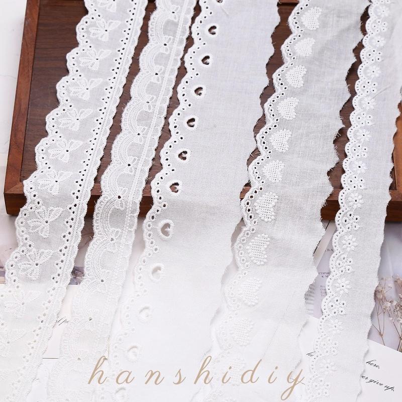 Retro Single-Sided Cut Out Cotton Embroider Lace Handmade DIY Bow Hair Accessories Material Fabric Women's Accessories