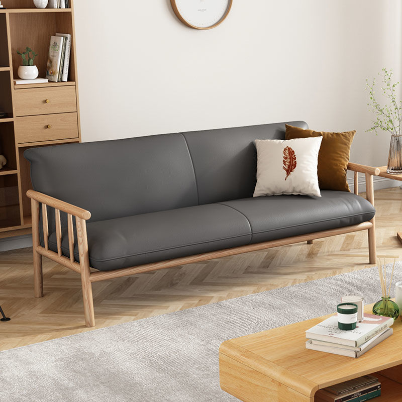 Sofá japonés de madera sólida estilo nórdico pequeño tipo de casa moderna simple sala de estar dormitorio triple doble sofá de madera pequeña