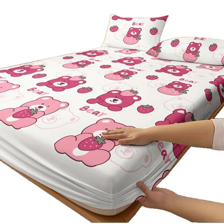 TEMU / JIT amazon transfronterizo lindo patrón de dibujos animados 3D impresión digital cama camisa colchón kit de ropa de cama