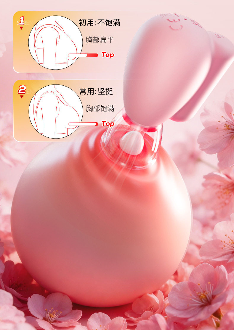10-Frequency Sucking Breast Stimulator, Silicone Nipple Suction Toy with Button Control, Pair — detail image 9