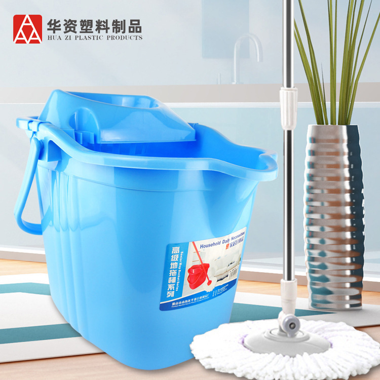 Factory plastic mop bucket squeeze water wheel school mop bucket dewatering hand pressure large capacity mop simple bucket wholesale