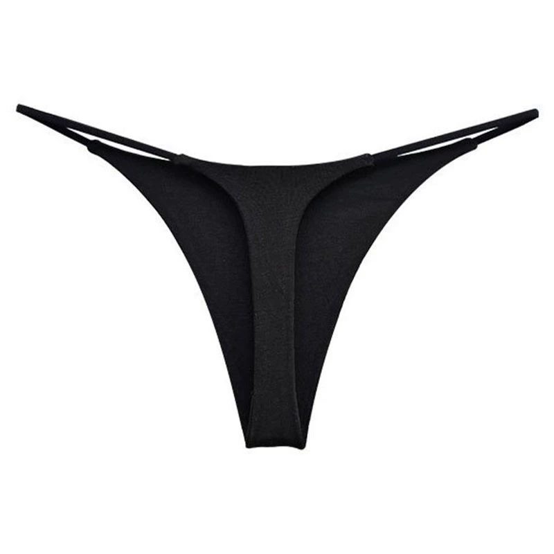 Double‑layer low‑waist T‑back thong panties, thin elastic bands, S–XL