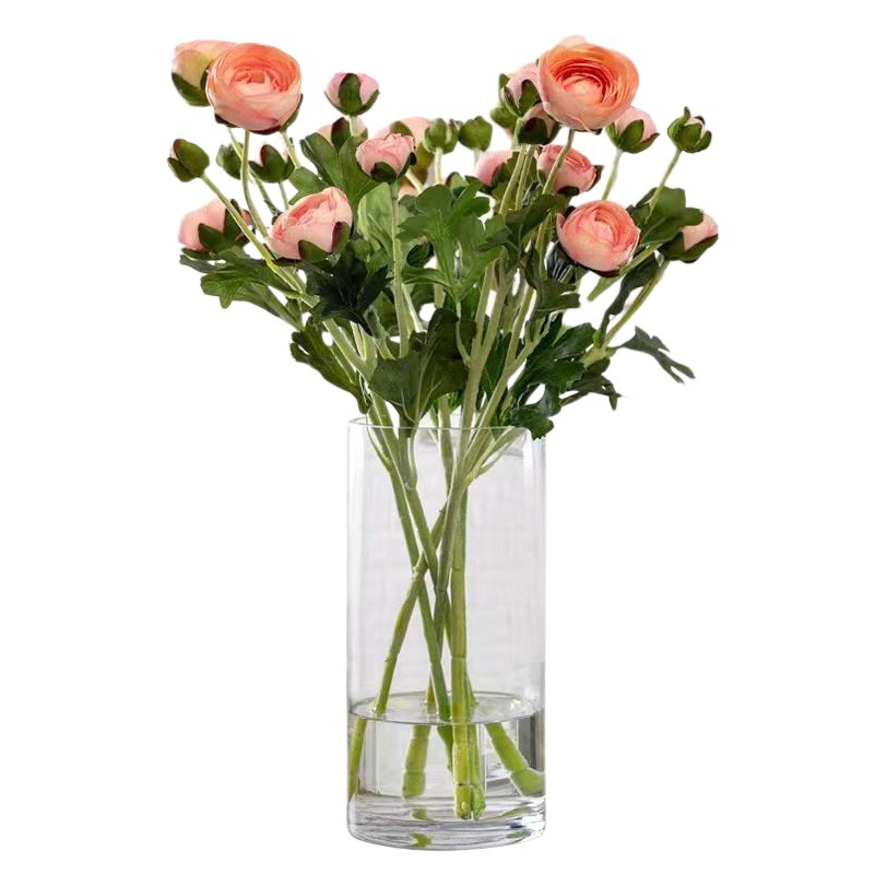 Jarrón de vidrio recto de bambú rico contenedor hidropónico micro paisaje decoración ins estilo creativo simple florero alto sentido