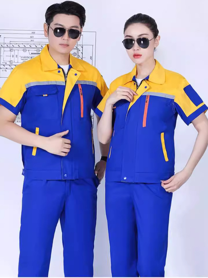 Traje de ropa de trabajo para hombres de verano de manga corta delgada resistente al desgaste y transpirable taller de fábrica ropa de seguro laboral ropa de reparación de automóviles/sistema