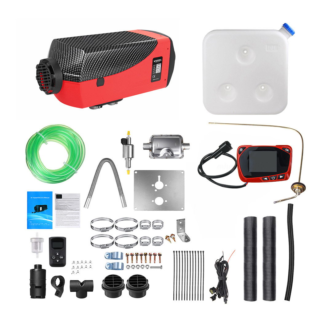 多语种说明书 5KW 红黑色驻车分体式车载空气加热器 柴油暖风机