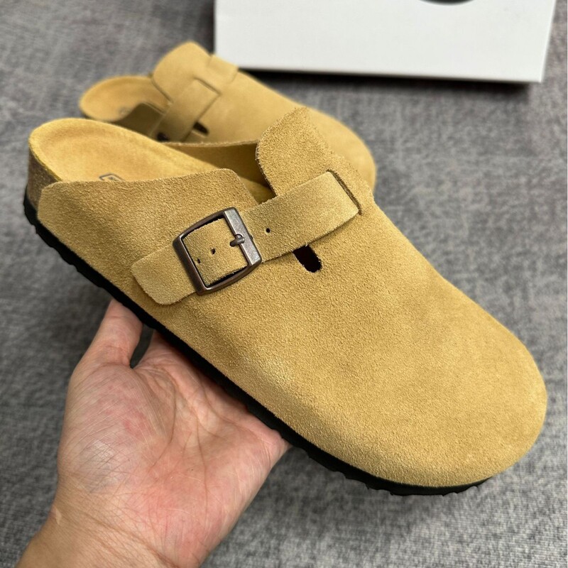TEEMAZZI勃肯鞋包头拖真皮外穿懒人半拖鞋时尚百搭软木底博肯鞋|undefined