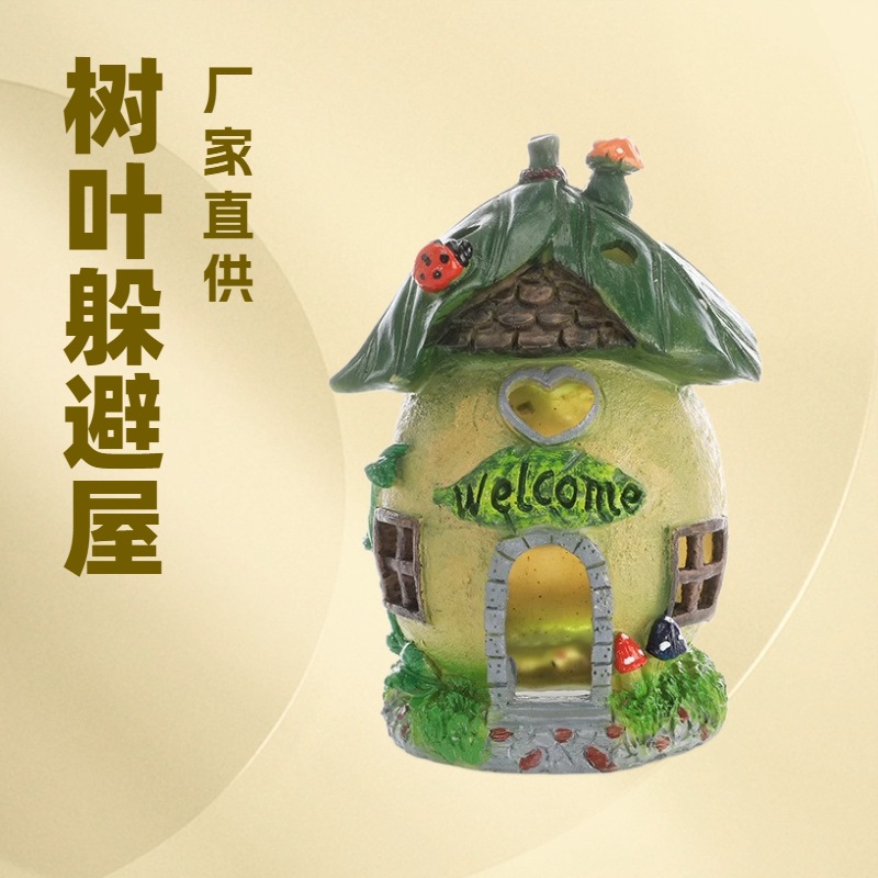 Escenografía de pecera simulación proceso de resina decoración de acuarios dibujos animados casa de hongos pequeña mascota escondida fábrica de decoración lúdica