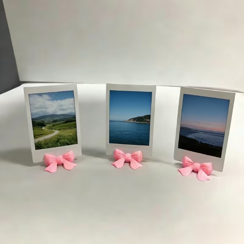 Cross-Border Popular 3D Printed Pink Bow Photo Frame Desktop Ornament Plastic Photo Frame