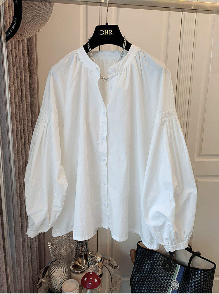 Spring Autumn Nw Womn's Clothing Rtro Frnch Styl Ruchd Puff Slv Loos Shirt Top For Womn Chic And Uniqu_ecoleips.com