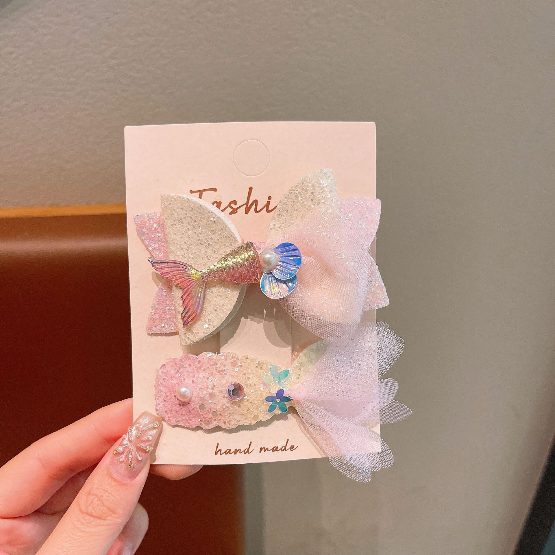 Bonitos pequeños niños frescos clip de pelo conjunto marino viento conchas estrellas perlas tarjetas de pelo princesa niñas al por mayor