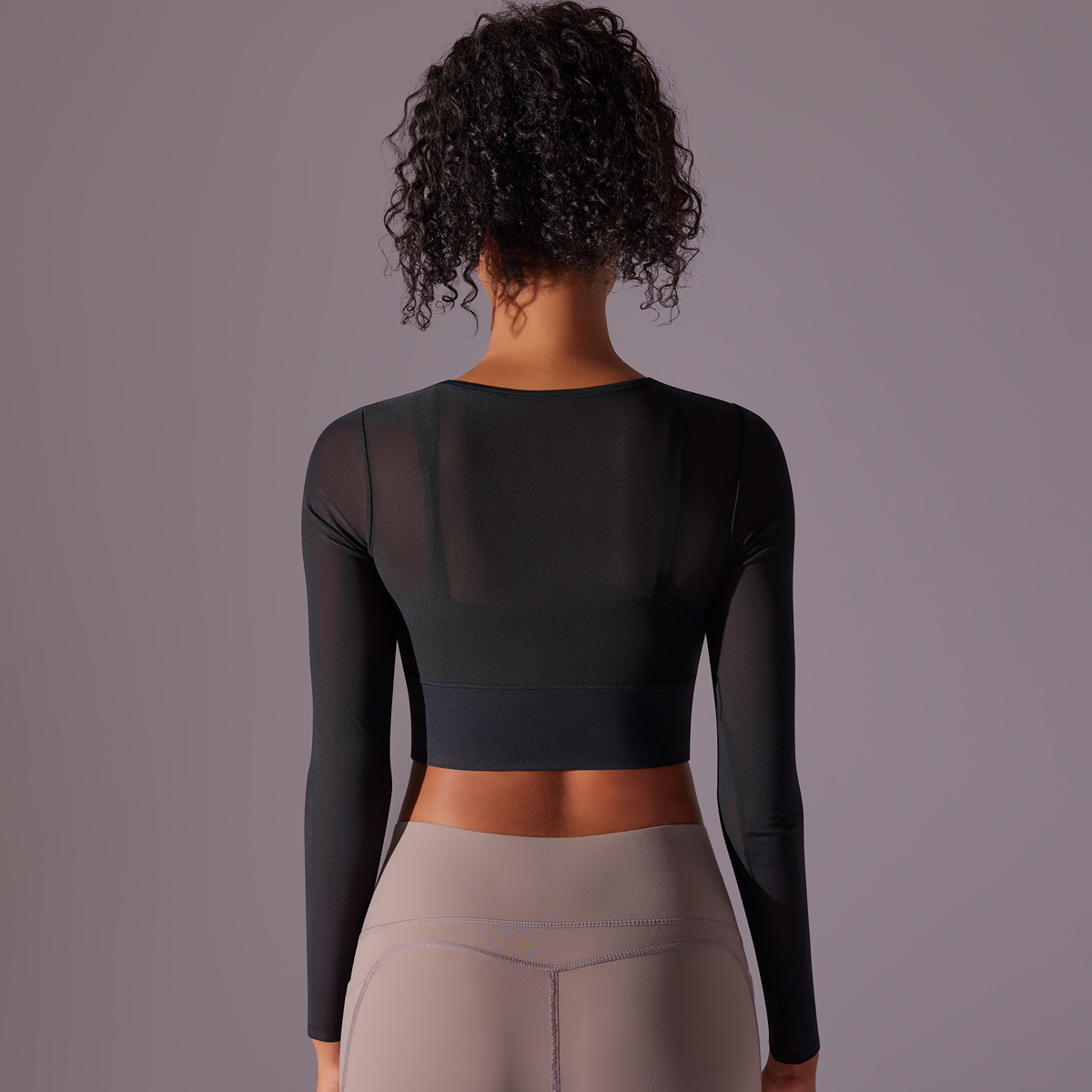 189g Weight Long Sleeve Sleeve Length Nylon, Cotton Blend Fabric Type Short Top Length T-shirt Tops Type Fitness, Yoga Occasion Round Neck Neckline Solid Color Pattern Net Yarn, Hollow Out Design Sports Style Sports Solid Color Nylon Cotton Blend Round Neck Net Yarn Hollow Out Active Tops T-shirt 9