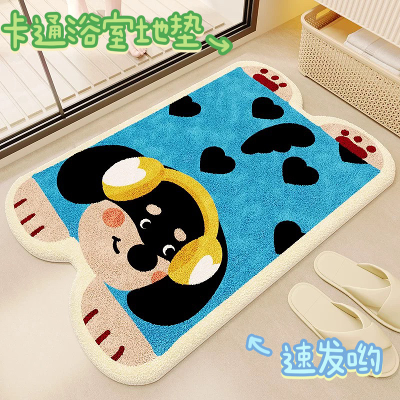 bathroom mats household water-absorbing non-slip mat cartoon cute cashmere floor mat toilet door stain-resistant floor mat